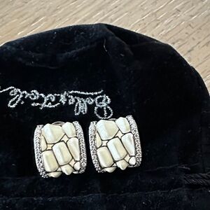 Chic Silver and Cream Earrings